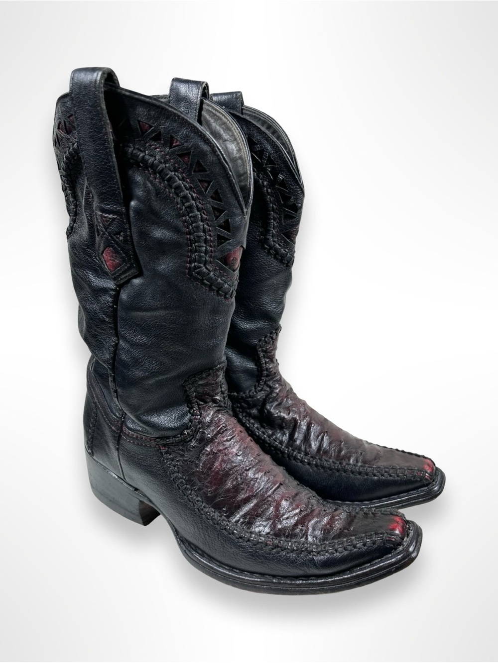 CUADRA Y2K ostrich skin western sleaze boots